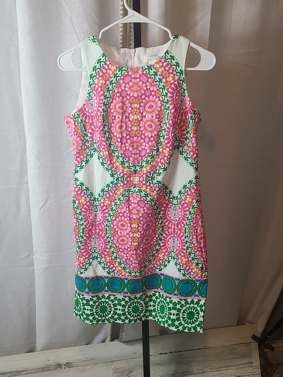 London Times Dresses & Skirts - London Times Pink Orange Green White Paisley Shift Dress Sleeveless Size 2